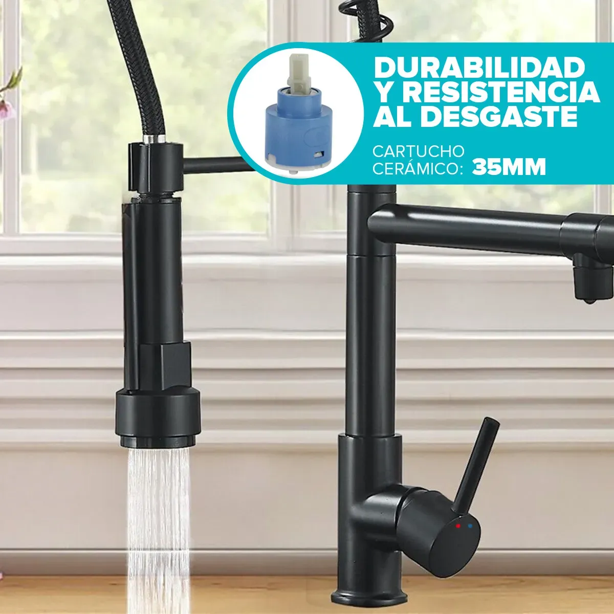 Grifería de Cocina Monocomando KRUMM Pro Dual Negro